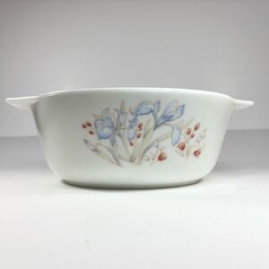 Pyrex‎ White Baking Dish Blue Iris print